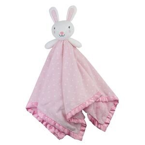 Cloud Island Pink Bunny Lovey Security Blanket Polka Dots BIG 30" Satin Trim EUC